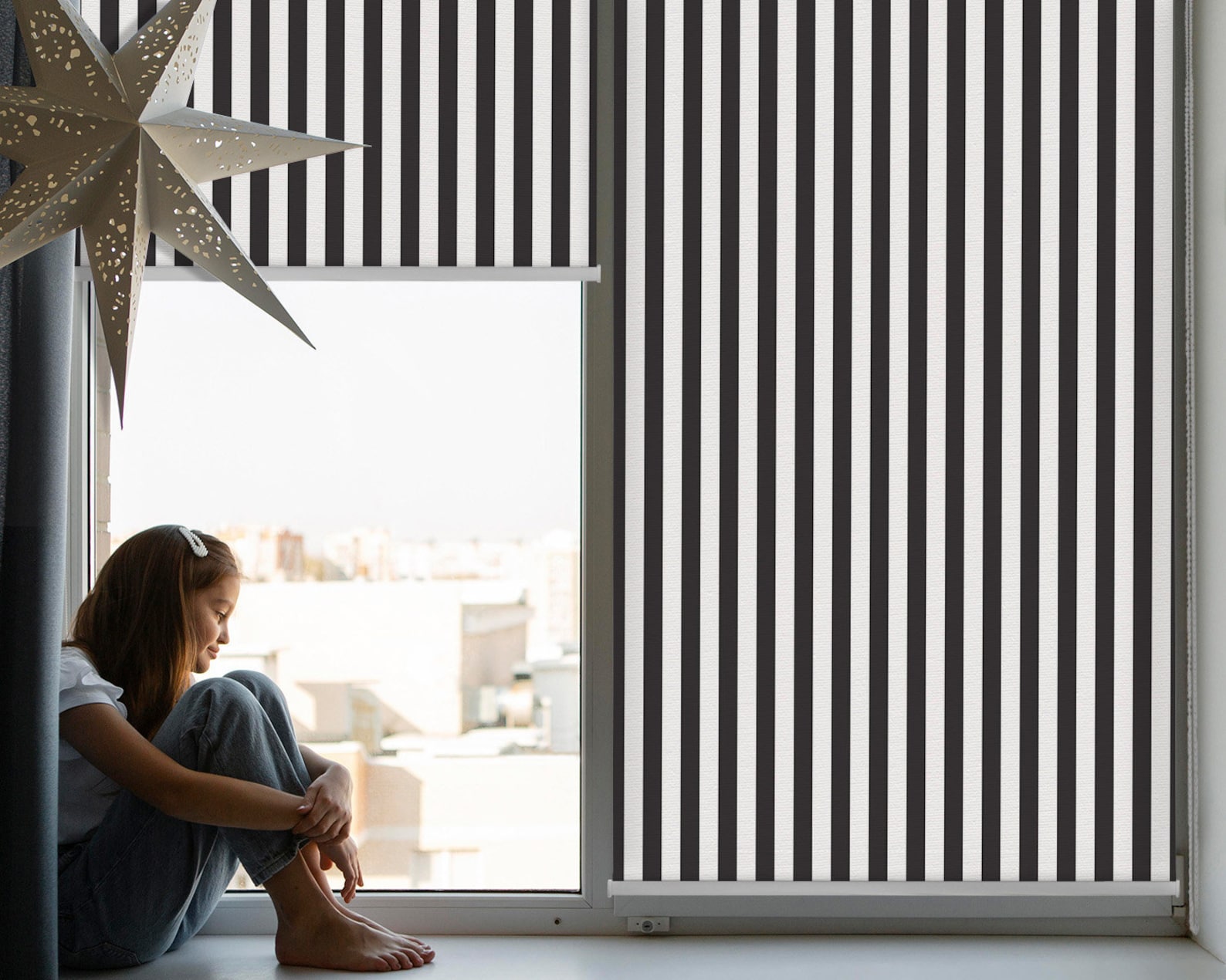 Roller Blinds, Light Diffusing or Darkening, Blackout, Black and White ...