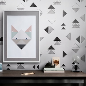Triangle Wall Decal | Repositionable wall mural | Self adhesive wallpaper | Triangle geometric pattern | Contemporary  #6