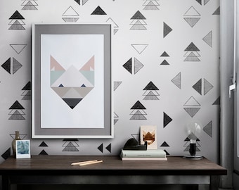 Triangle Wall Decal | Repositionable wall mural | Self adhesive wallpaper | Triangle geometric pattern | Contemporary  #6