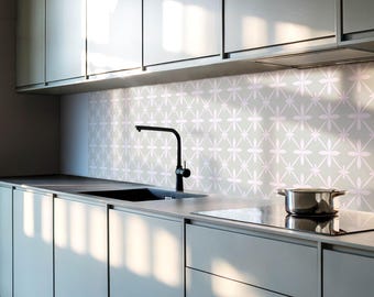 Floral in a mesh Panel Stickers, Gray Removable Panels, Splashback Panel, Backgrounds And Patterns Decal Decoration, Kitchen Panel Stickers