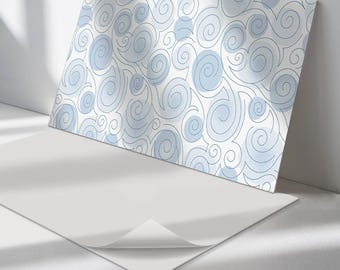 Spiral and waves Panel Stickers, Blue Removable Panels, Splashback Panel, Backgrounds And Patterns Decal Decoration, Kitchen Panel Stickers