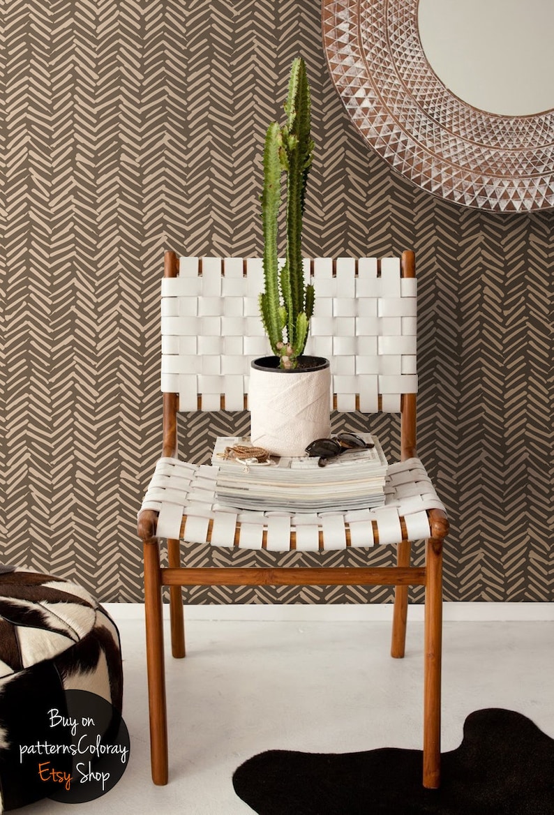 Simple Herringbone Peel and Stick Vinyl Wallpaper Etsy