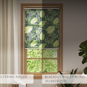 Persianas de rolo difusoras ou escurecedoras de luz, blackout, plantas, verde, bege, plantas aquareladas, persianas para janelas de cozinha, padrão impresso imagem 9