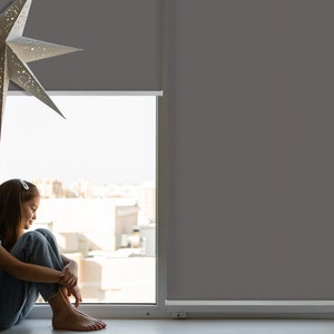 Roller Blinds, Blackout or Sheer Option, Dark gray, Solid Color, Colors, Natural Light Control, Printed Shades