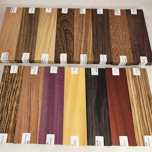 15 Different Exotic Wood Bookmatched Knife Scales Bocote, African Blackwood  K-15