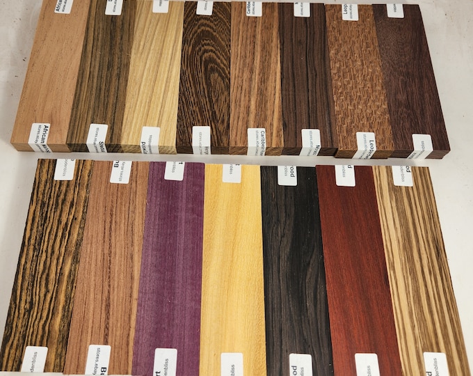 Exotic Wood Craft Pack 12 Boards, Four 4 Varieties, All 3 X 12 X 7/8