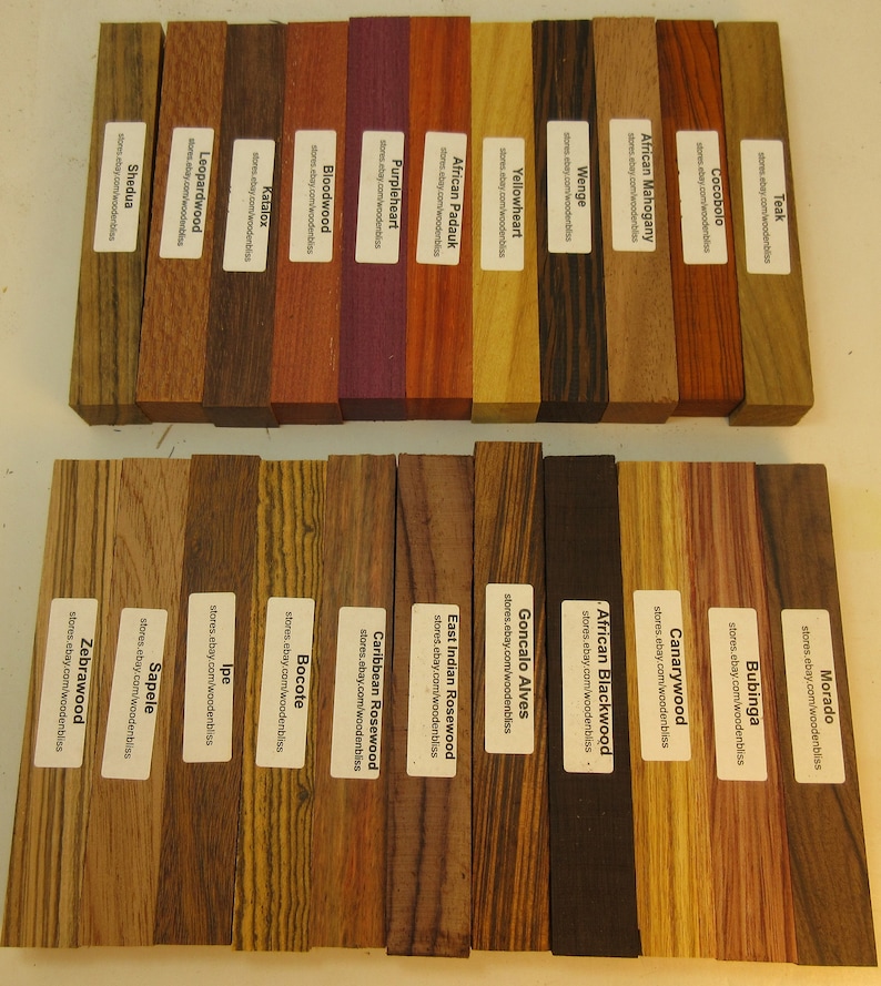 22 Different Exotic Wood Pen Blanks 3/4 x 5 Cocobolo, Zebrawood, Bocote M-22 image 6