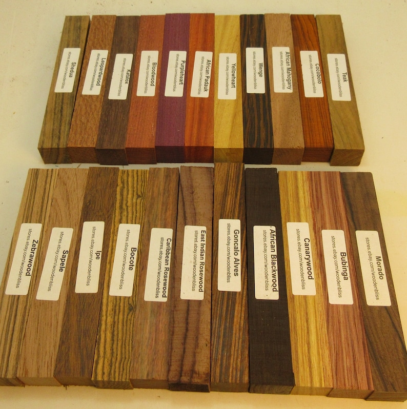 22 Different Exotic Wood Pen Blanks 3/4 x 5 Cocobolo, Zebrawood, Bocote M-22 image 4