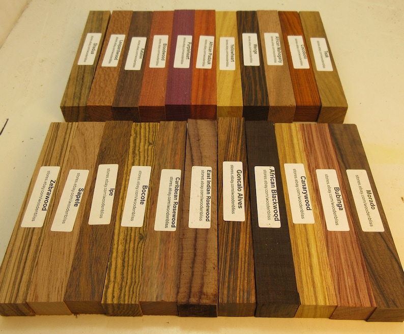 22 Different Exotic Wood Pen Blanks 3/4 x 5 Cocobolo, Zebrawood, Bocote M-22 image 5