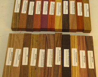 22 Different Exotic Wood Pen Blanks 3/4" x 5" Cocobolo, Zebrawood, Bocote M-22