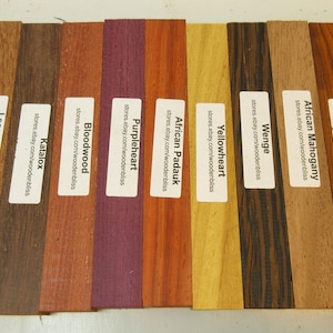 22 Different Exotic Wood Pen Blanks 3/4 x 5 Cocobolo, Zebrawood, Bocote M-22 image 2