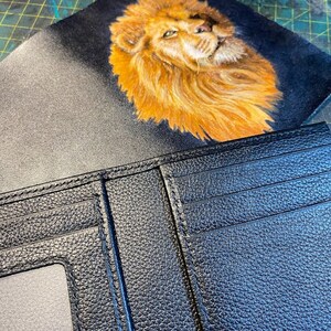 byhalinh/lion-carved leather wallet/genuine leather wallet/handmade money wallet zdjęcie 2