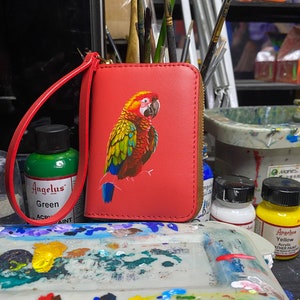 Hand-painted genuine leather wallet, unique artistic leather wallet image 9