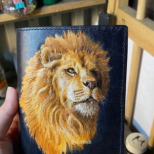 byhalinh/lion-carved leather wallet/genuine leather wallet/handmade money wallet zdjęcie 5