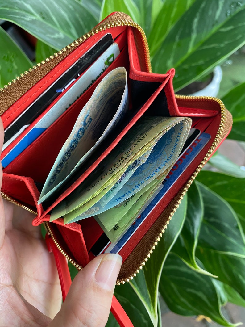 Hand-painted genuine leather wallet, unique artistic leather wallet image 5