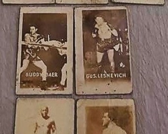 1948 TOPPS MAGIC PHOTOS-Lot of 7 Vintage Boxing and Wrestling Cards