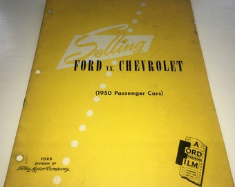 Selling Ford vs. Chevrolet (1950 Passenger Cars)-VINTAGE FORD MOTOR Training Manual!