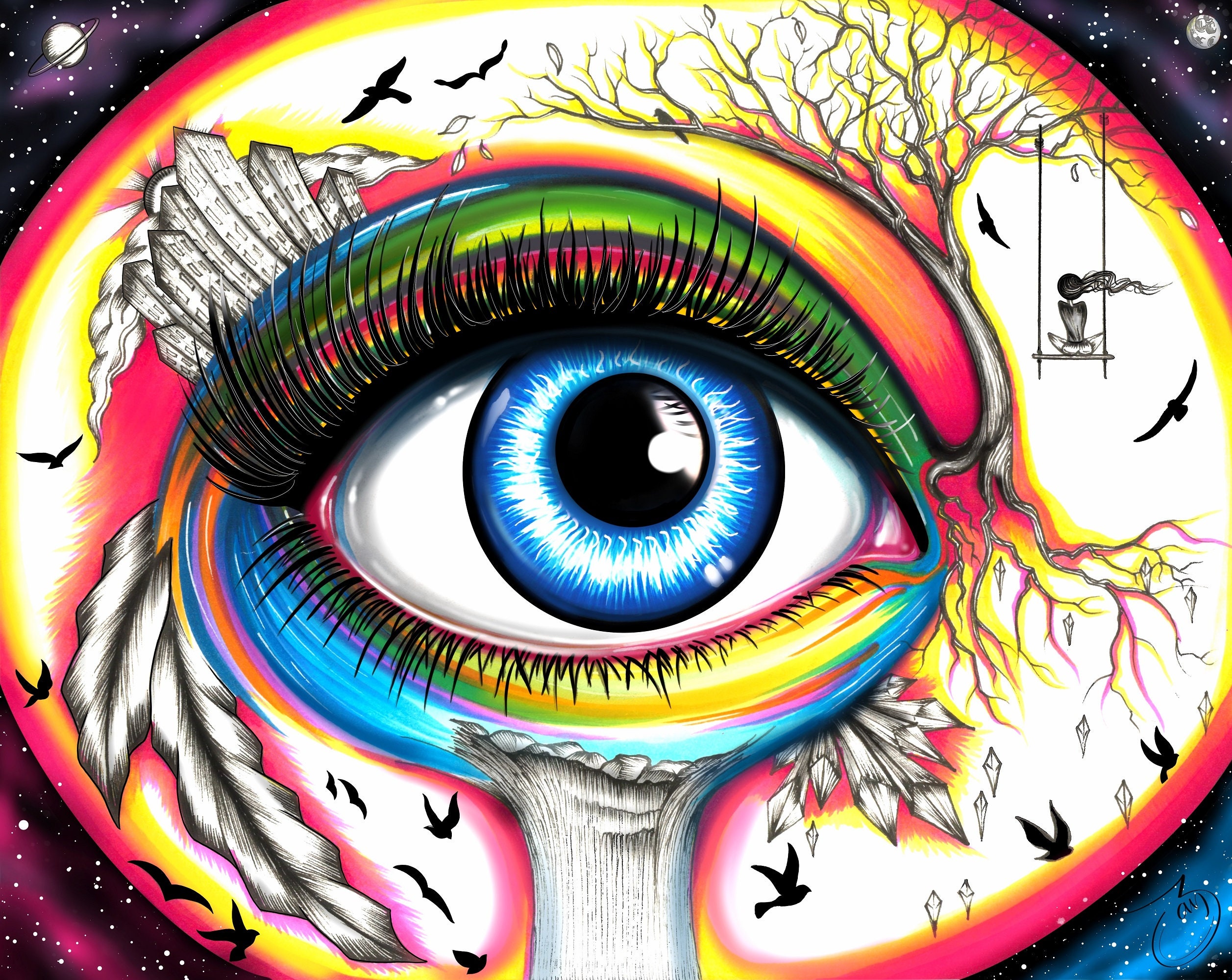 Trippy online eye drawing