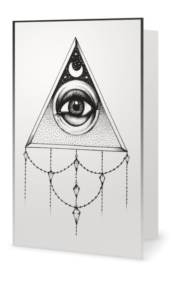 Third Eye Card Pen And Ink Drawing All Seeing Eye Etsy