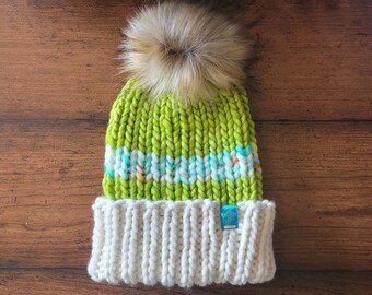 Luxury Adult Knit Merino Wool Hat with Folded Brim