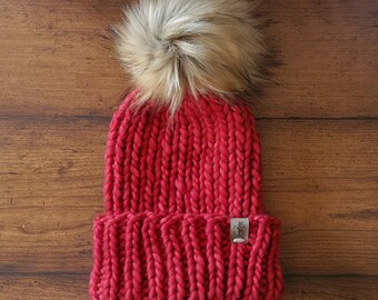 Luxury Adult Knit Merino Wool Hat with Folded Brim