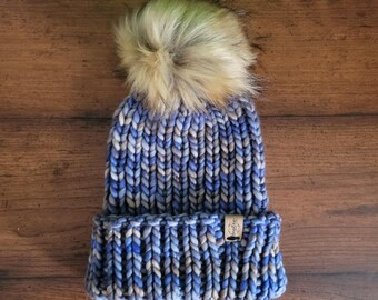 Luxury Adult Knit Merino Wool Hat with Folded Brim