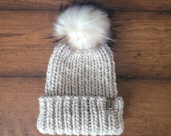 Luxury Adult Knit Merino Wool Hat with Folded Brim