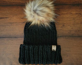 Luxury Adult Knit Merino Wool Hat with Folded Brim