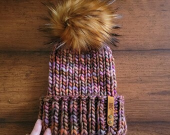 Luxury Adult Knit Merino Wool Hat with Folded Brim