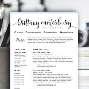 Modern Resume Template Word | Sorority resume template with calligraphy header for Mac Pages |