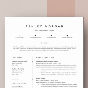 Modern teacher resume template Word for instant download, professional cv template with cover letter, executive resume template mac PC image 1