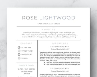 Professional CV digital download, simple design for executive resume with cover letter, sorority resume template Word instant download