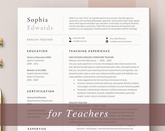Professional teacher resume template & cv design, lebenslafu and resume template mac + PC, cover letter template Word instant download