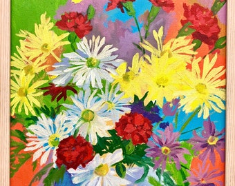 Original Oil of Mixed Flower Bouquet