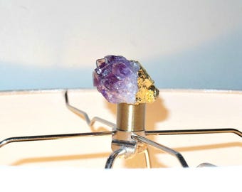Custom Lamp Finial Featuring a Green Parrot made from Natural Hardstones and Amethyst Geode