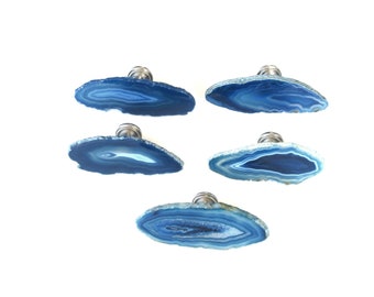 Light Blue Agate Knobs White Crystals Natural D\u00e9cor Medium Transparency Large Sizes