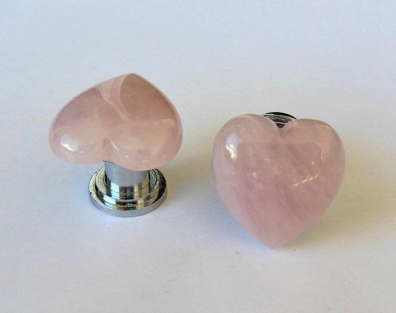 One 1 Knob Heartshaped Rose Quartz Gemstone Knob Etsy