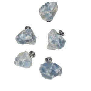 Rough Blue Calcite Stone Knob -  Free-Form Stones - Home Decor