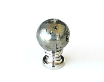 Pyrite Sphere Lamp Finial - Orb Stone Finial - Home Décor