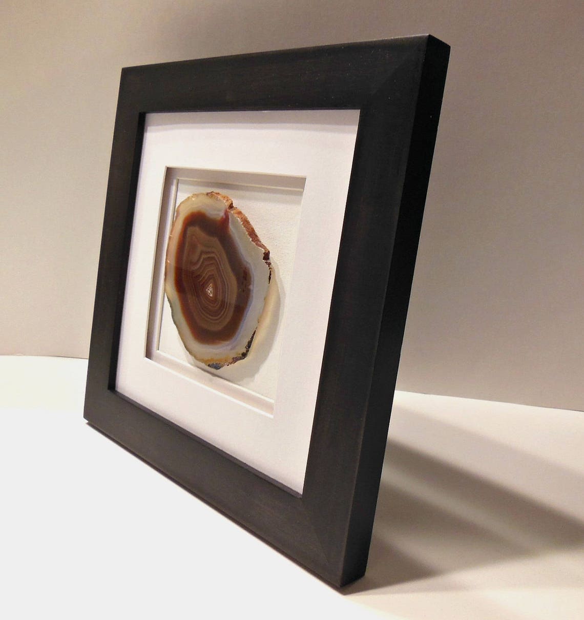Xlarge Red Rust Agate Framed Agate Art Dark Brown Frame Etsy