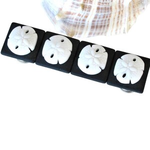 Black & White Cultured Sea Glass Handle – Sand Dollar - Beach Décor