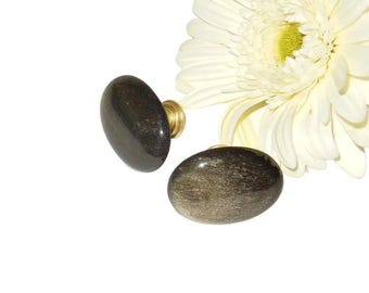 Set of (2) - Goldsheen Black Obsidian Knobs