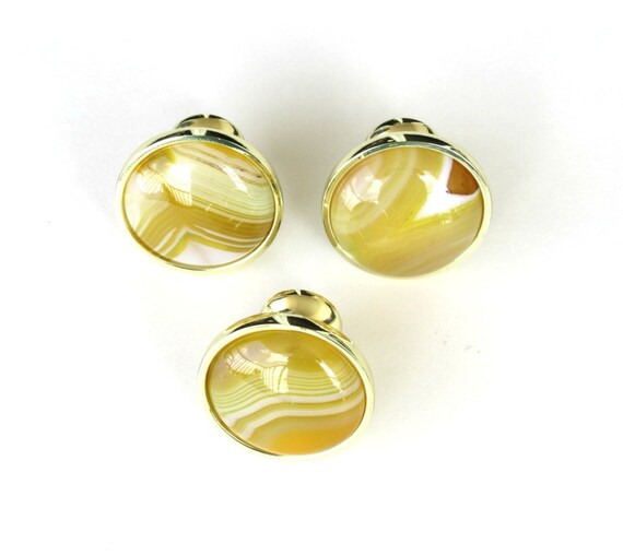 Home Decor Round Stone Pulls Orange Onyx Agate Knobs Mushroom Style