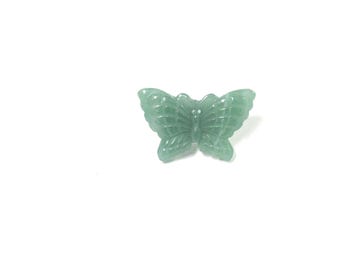 Carved Butterfly Green Aventurine Stone Knob