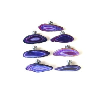 One (1) Knob - Elongated-Shaped - Small - Medium - Large - Purple - Eggplant Agate Knob - Home Décor