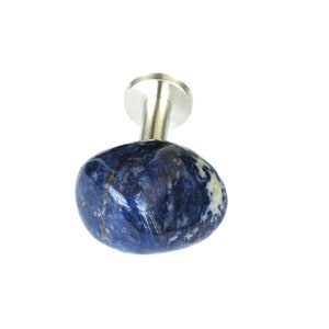 One (1) Tieback - Polished Faceted Sodalite Stone Curtain Holdback - Natural Free-Form Stone Tieback - Home Décor