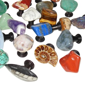 Set of 36 Assorted Stone Knobs - Gemstone Pulls - Home Decor