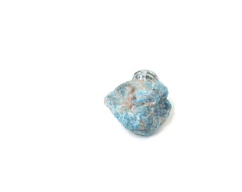 One (1) Small Knob - Rough Blue Apatite Stone Knob - Free-Form Stones - Home Décor