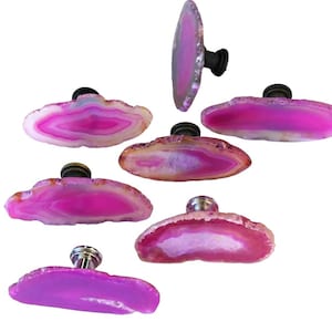 Pink Agate Knob – Medium -Small - Oval or Elongated-Shaped - Home Décor