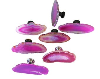 Pink Agate Knob – Medium -Small - Oval or Elongated-Shaped - Home Décor